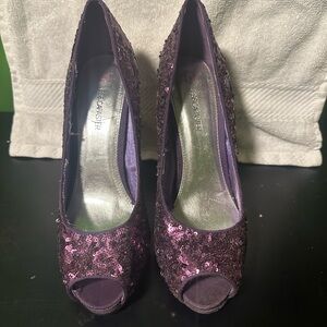 Jessica Simpson Sparkling Purple Sequin Heels